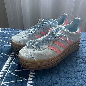 adidas Kids Sneakers in Blue and Pink with Brown Sole